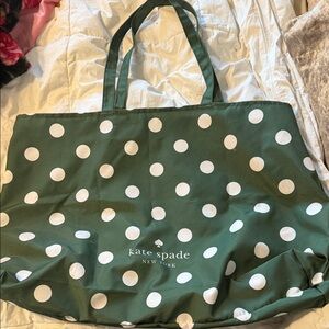 Kate Spade Dark Green Polka Dot Tote